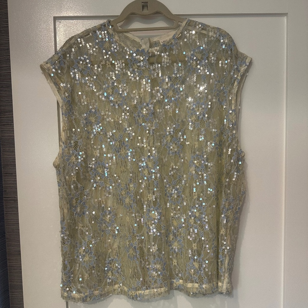 Sheer, Sequined VRG GIRL top